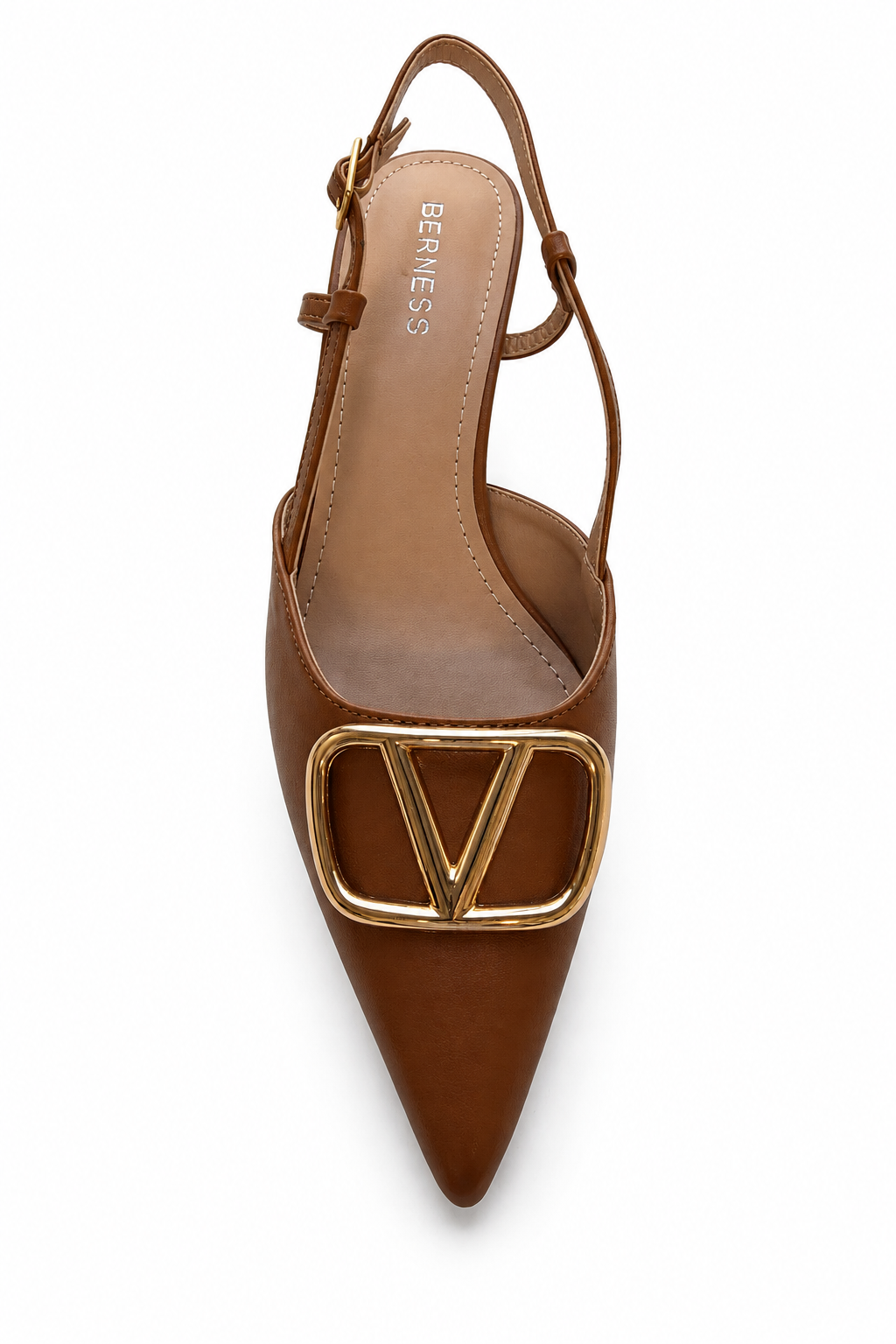 Brown shoe with a plain white background