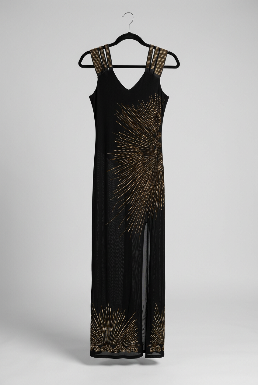 Dress with a plain light-gray background