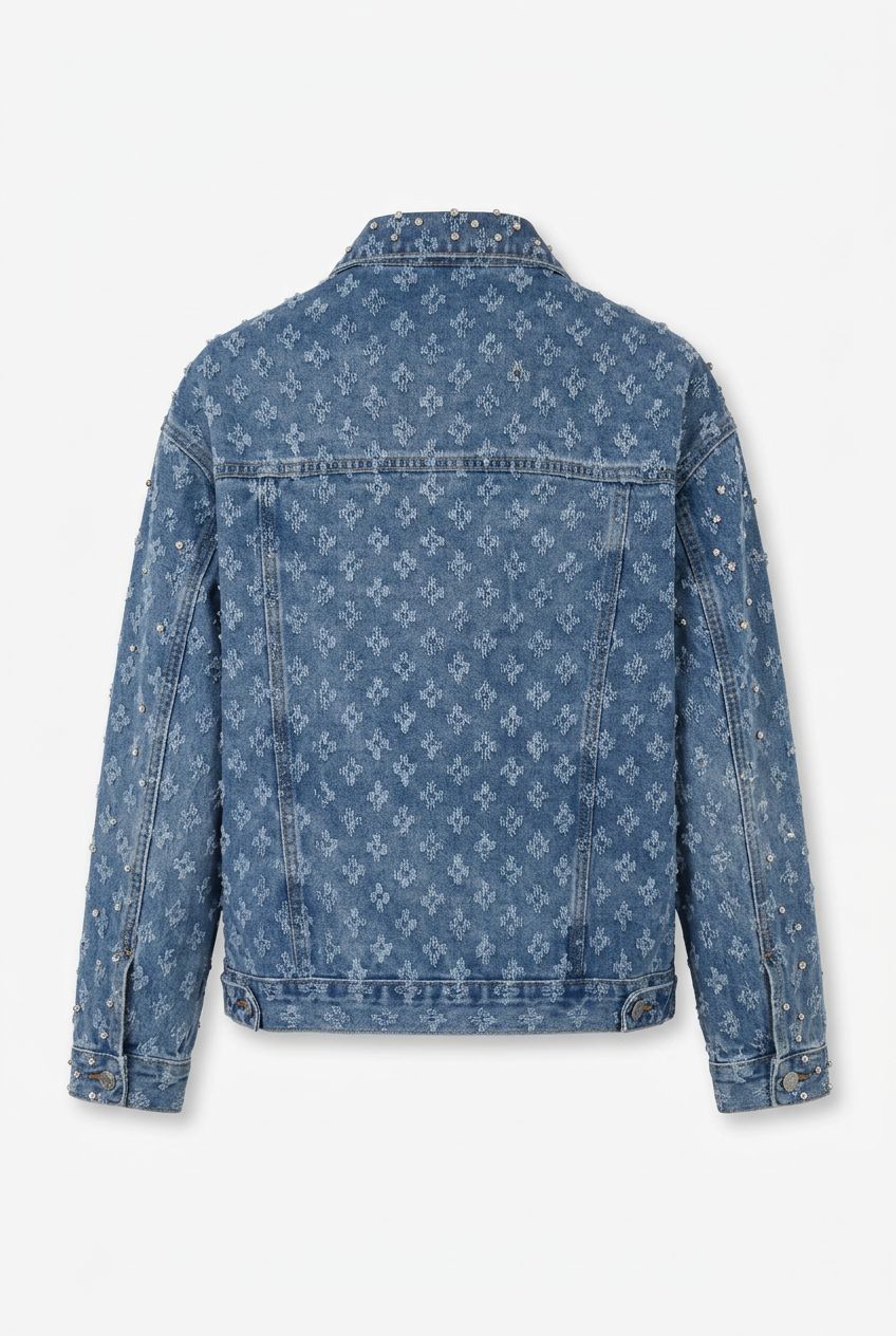 Jacket back on a plain white background